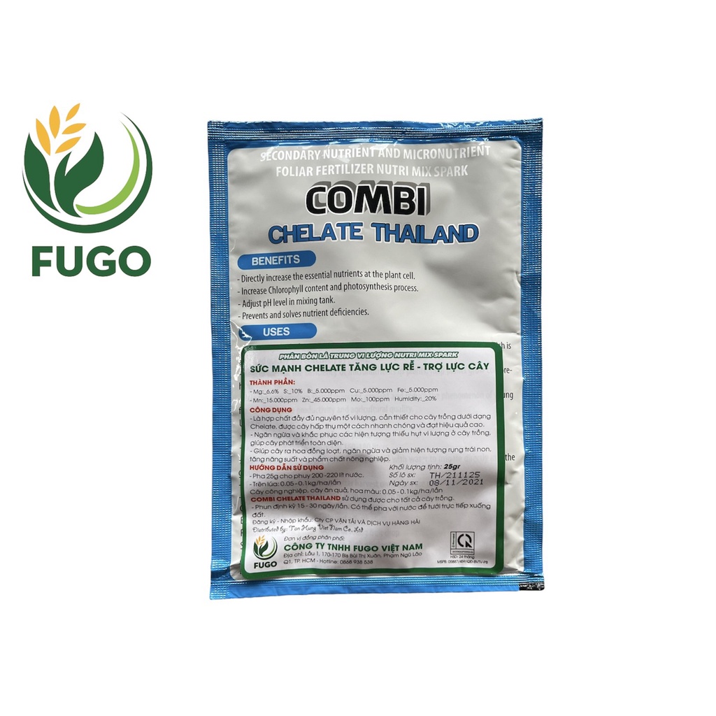 Combi  COMBI CHELATE cung cấp đầy đủ nguyên tố trung vi lượng cho cây 25g/gói