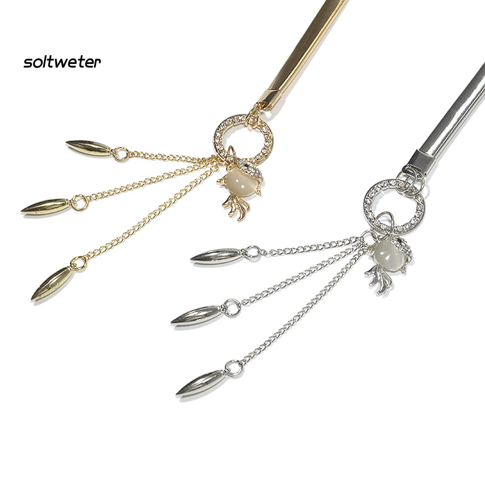 Thắt Lưng Mặt Hình Cá Vàng Kim Loại Đính Đá Thời Trang Cho Nữ