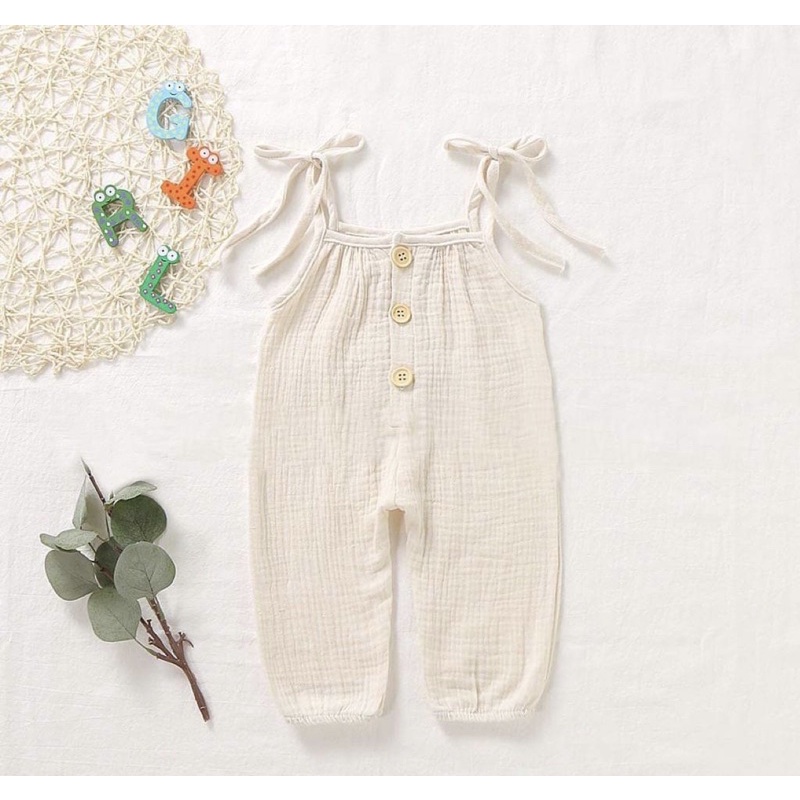 Bộ Jumpsuit 2 Dây Xô Đũi Hàng Cao Cấp Cho Bé 6-24 Tháng