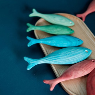 Cá gỗ 3 màu trang trí - cá gỗ handmade