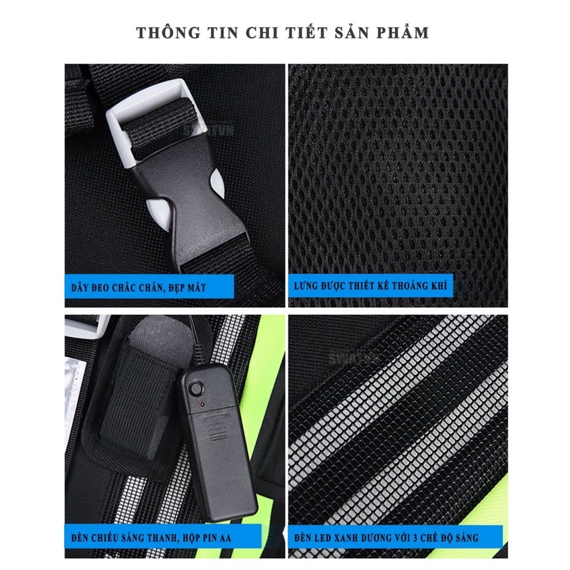 Balo phượt du lịch tachi kèm đèn led phản quang chống nước