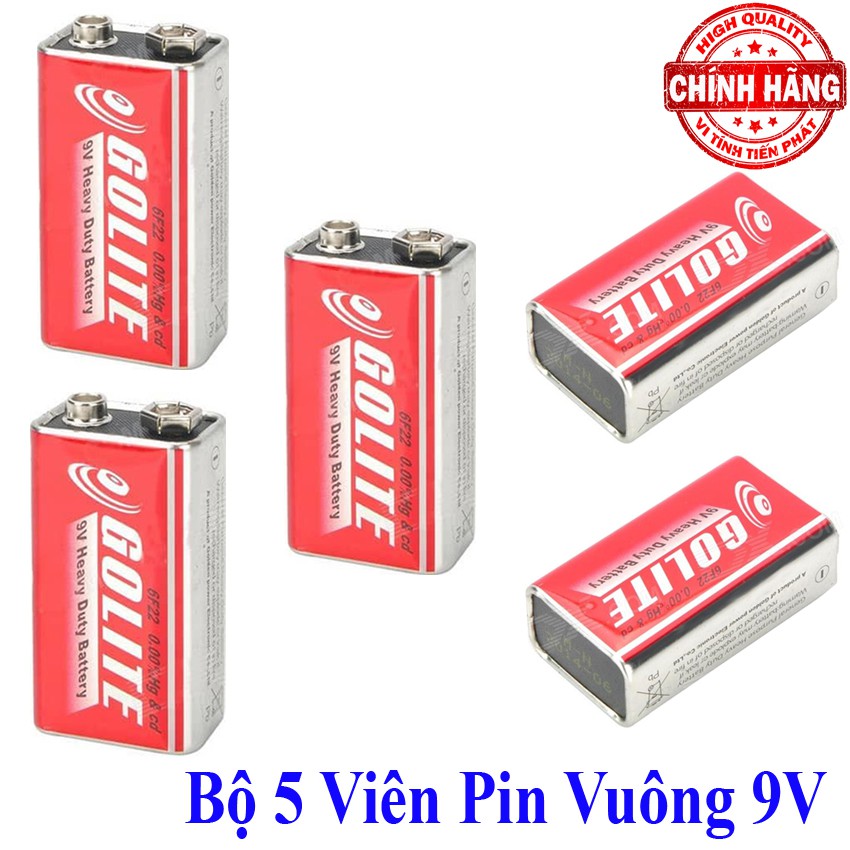 Bộ 5 Viên Pin vuông 9V Golite Heavy Duty Battery 6F22