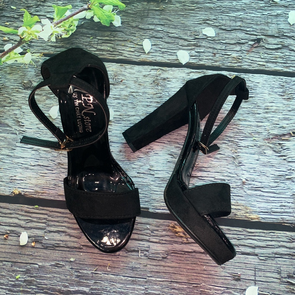 Giày cao gót đúp vuông 10p quay ngang bít gót  __LZ011