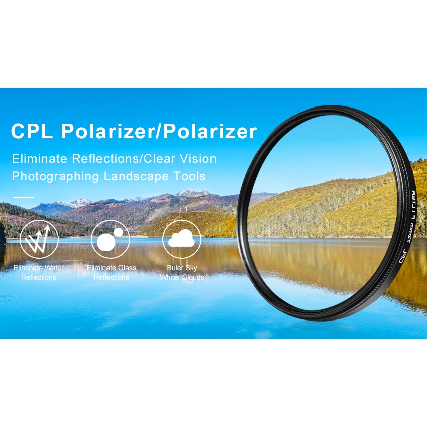 Kính Lọc UV Hai Lớp 37-82mm Cho Máy Ảnh Canon Nikon Sony Fuji DSLR SLR