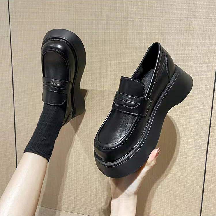 Giày murahkasutLoafers Đế Dày Bằng Da Phong Cách Anh Quốc Cổ Điển Thời Trang Cho Nữ