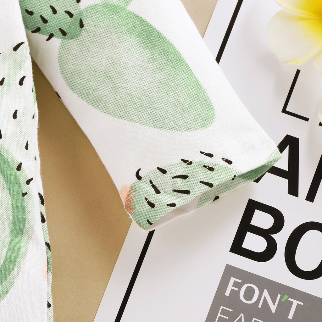 Áo liền quần MIKRDOO tay dài in hình trái cây cho bé trai và bé gái sơ sinh