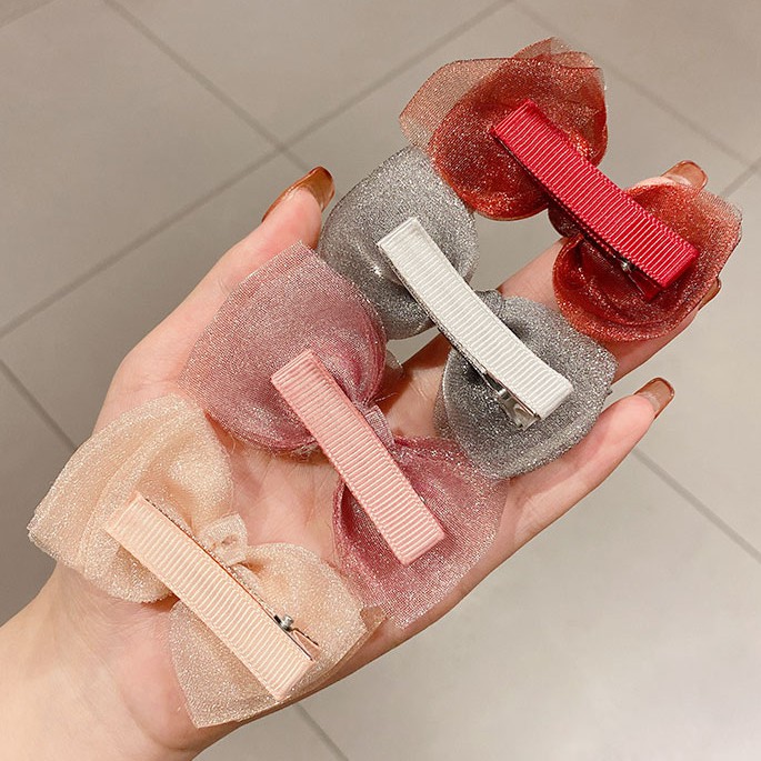 Set 2 kẹp tóc nơ phong cách công chúa thời trang xinh xắn cho bé gái