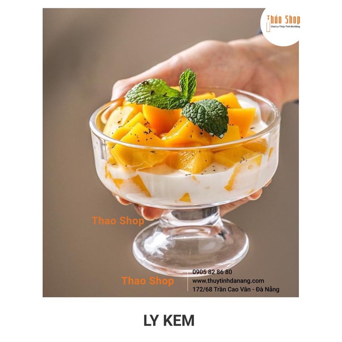 🚩 { HÀNG NEW }🚩LY KEM THỦY TINH 220 ML, LY THỦY TINH CAO CẤP