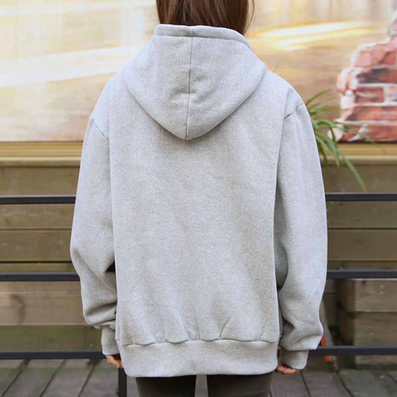 Áo Hoodies Phối Khoá Kéo Màu Trơn Thiết Kế Dáng Rộng Thoải Mái