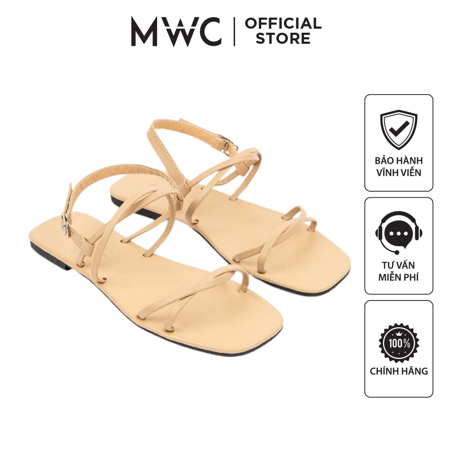 Giày MWC 2832 - Giày Sandal Đế Bệt, Giày Sandal Quai Dây Cách Điệu Đế Bệt Siêu Xinh