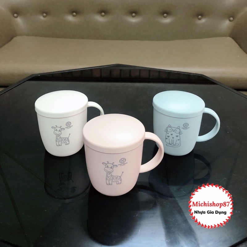 Cốc Nhựa Lúa Mạch 350ml Hokori Cao Cấp Việt Nhật, Cốc Chịu Nhiệt Có Quai Cầm Màu Mới 2021