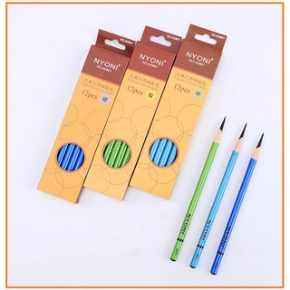 Bút chì than đen NYONI vẽ phác thảo, chân dung (Than mềm, Trung Bình, Cứng)