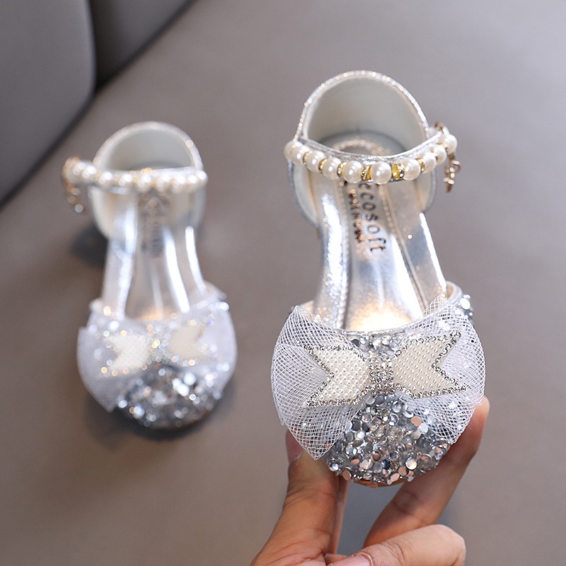 SUGE Xăng đan Đính Đá Và Nơ Xinh Xắn Dành Cho Bé Gái