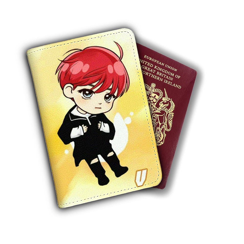 Ví bọc hộ chiếu (passport) in hình chibi V BTS - mã BTS00048