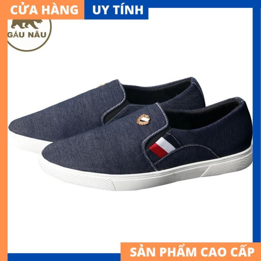 Giày lười vải nam đen đế trắng siêu đẹp VP361 Gấu Nâu [HÀNG CAO CẤP] | WebRaoVat - webraovat.net.vn