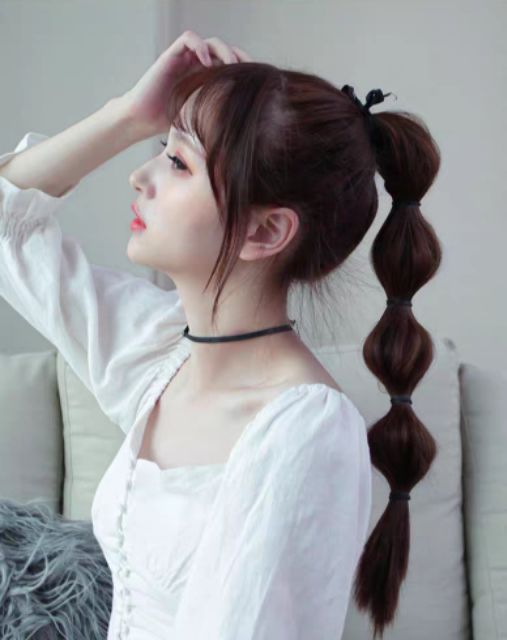 Tóc giả cột khúc phồng siêu dễ thương