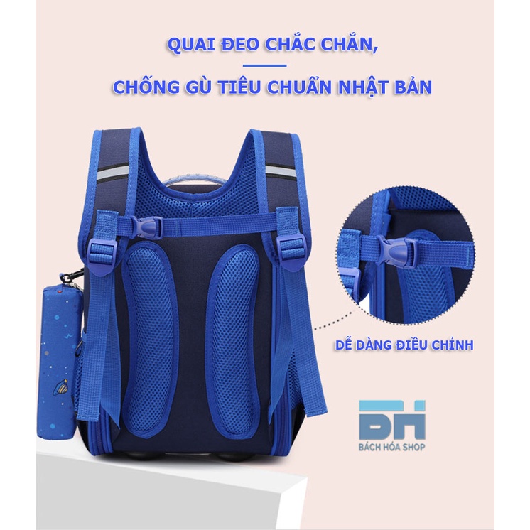 Tặng kèm hộp bút - Balo chống gù, chống thấm nước, cặp chống gù cho học sinh tiểu học, hoạt hình 3D siêu nhẹ