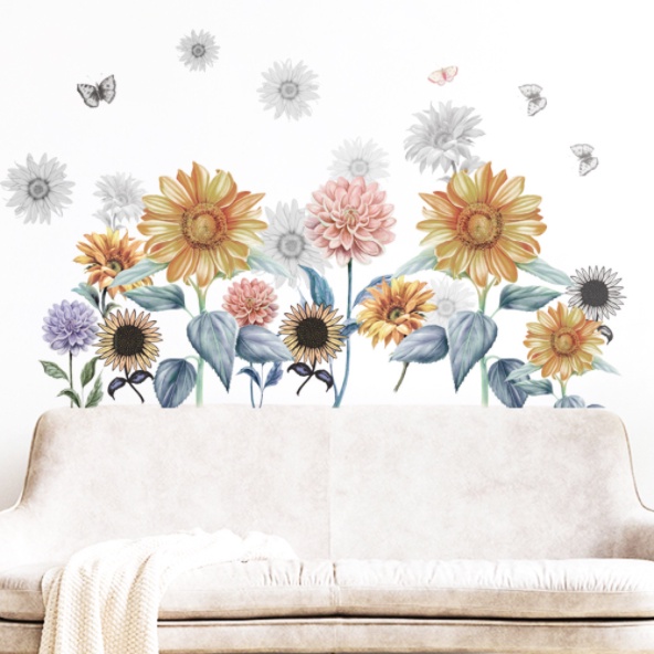 Decal trang trí tường - Những bông hoa hiện đại