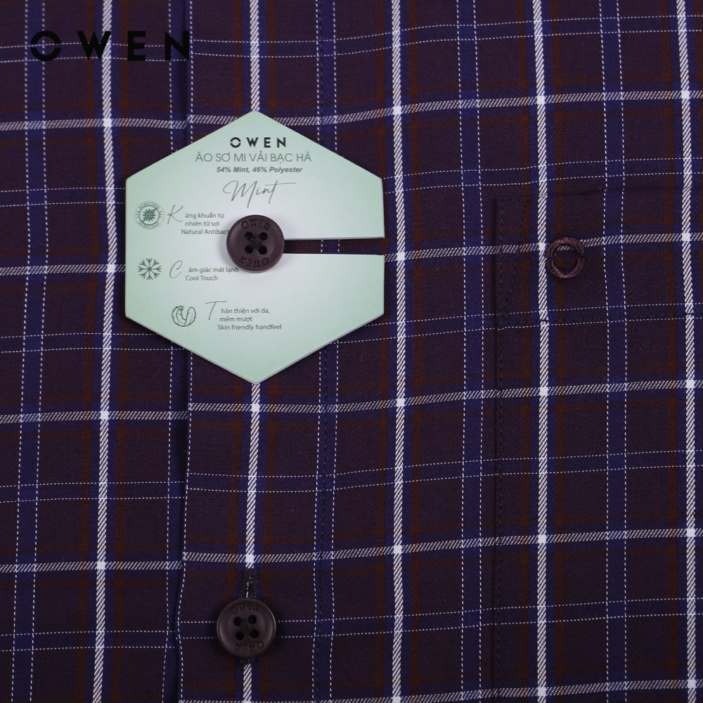 Áo sơ mi Nam ngắn tay Owen Body Fit Đỏ đậm navy trắng Mint - BA220807NT