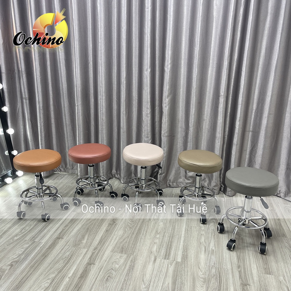 Ghế Spa Tròn Trơn Chân Xoay Loại đẹp, GHẾ XOAY 360 ĐỘ SPA Dành cho phun săm, nối mi, cắt tóc và gội đầu (hàng có sẵn)