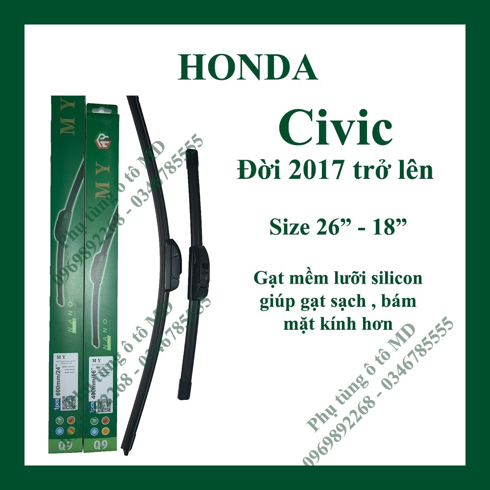 Gạt mưa Honda Civic các đời và Gạt mưa các dòng xe khác của Honda: CR-V, CR-Z, HR-V, Jazz, Accord