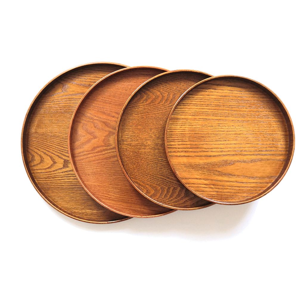 Khay trà thức ăn nhẹ bằng gỗ hình tròn nhiều màu sắc tùy chọn 21cm/ 24cm/ 27cm/ 30cm