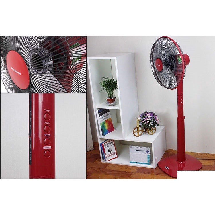 Quạt cây đứng Panasonic, màu đỏ, có điều khiển F-409KMR (220V)