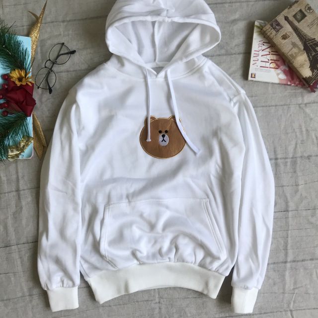 ÁO KHOÁC NỈ HOODIE THỜI TRANG NỮ CHUI ĐẦU IN HÌNH GẤU DỄ THƯƠNG | WebRaoVat - webraovat.net.vn