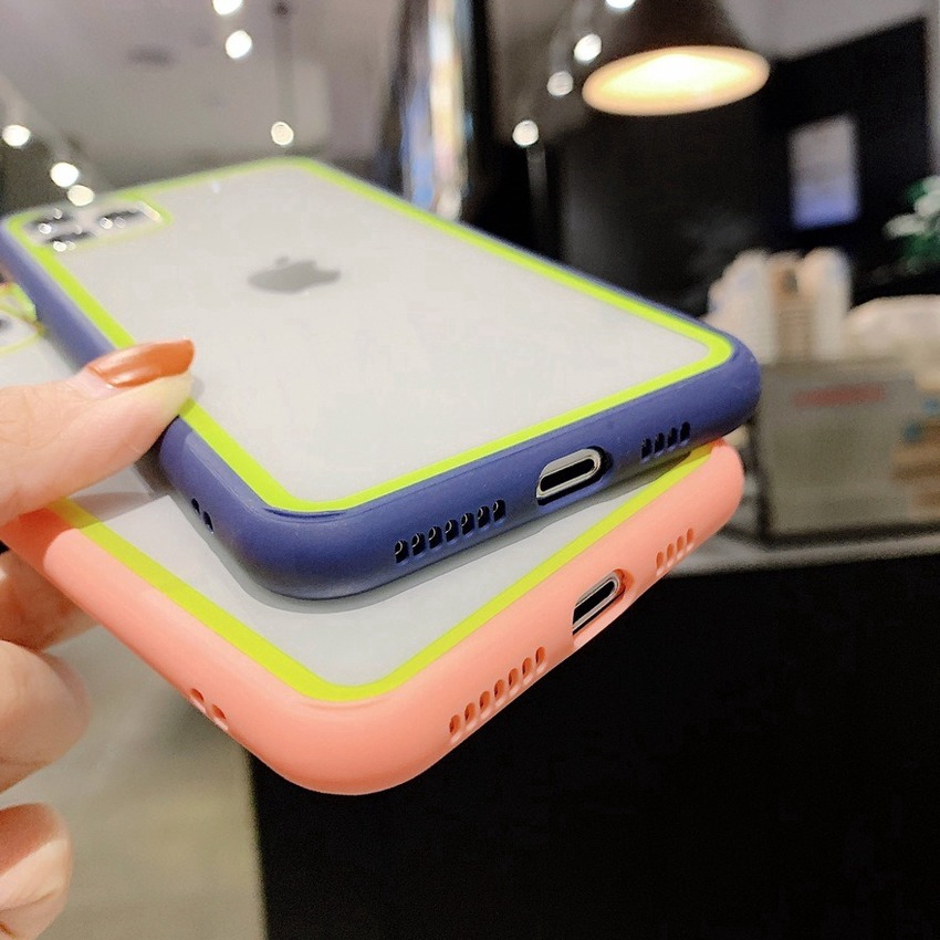 Ốp điện thoại bo viền chống sốc màu kẹo trong suốt iPhone SE 2020 11 Pro Max X Xr Xs Max 7 8 Plus | BigBuy360 - bigbuy360.vn