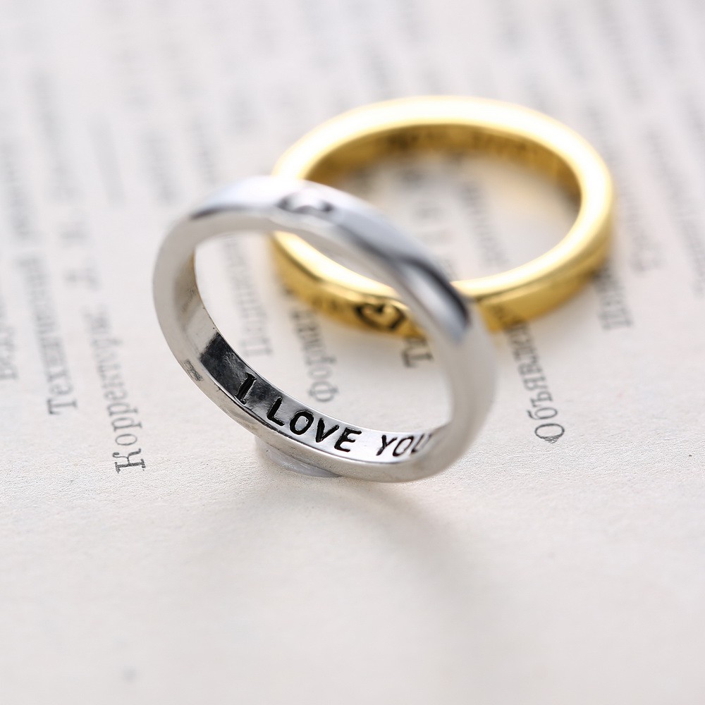 Nhẫn GMAI khắc chữ I Love You và trái tim thời trang dành cho cặp đôi