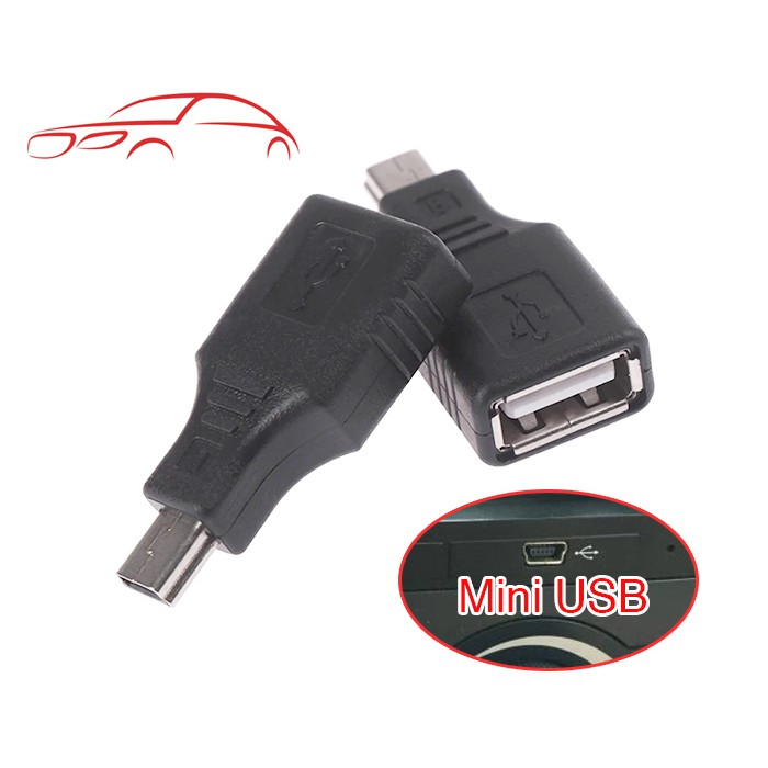 Đầu chuyển đổi Mini Usb sang USB - OTG Chân vuông máy nghe nhạc - cho ô tô
