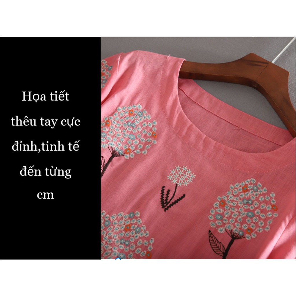 Áo kiểu nữ chất đũi ngắn tay in họa tiết hoa siêu xinh (mã A17)