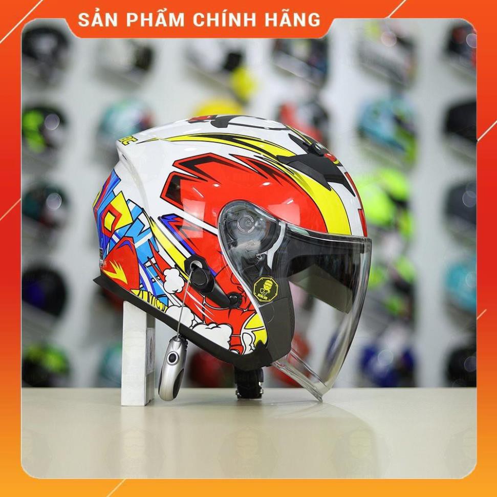 NÓN BẢO HIỂM 3/4 CAO CẤP 2 KÍNH ROC 02 MANIAC, TẶNG TÚI ĐỰNG