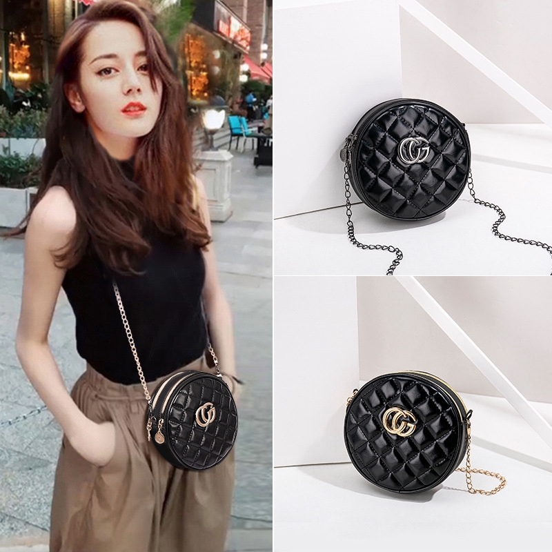 Túi Xách Đeo Vai mini Hình Tròn In Chữ Kiểu Dáng Thanh Lịch