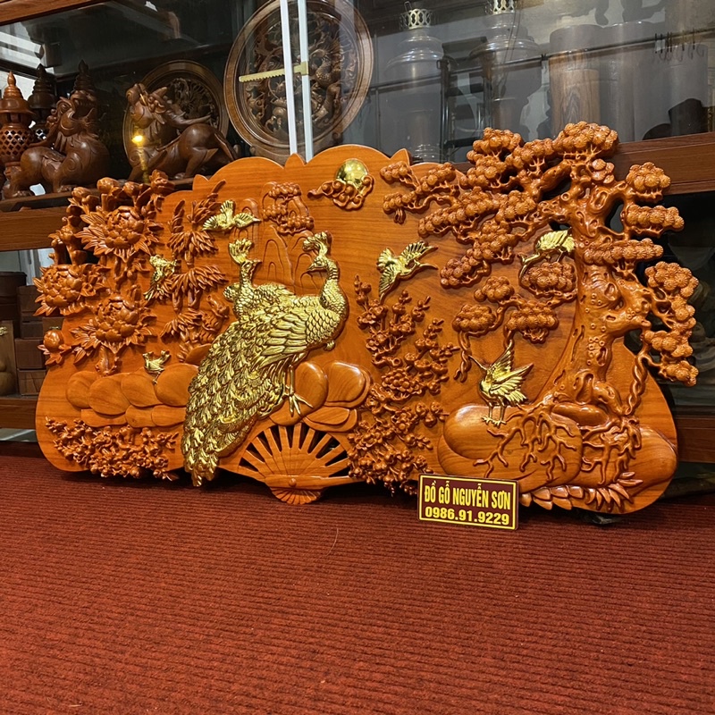 Tranh quạt gỗ phu thê viên mãn