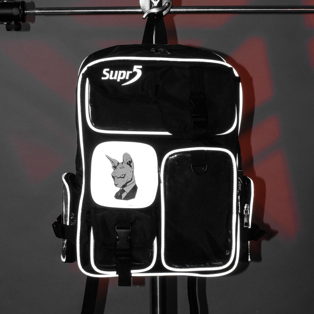 Balo thời trang nam nữ Supr5 Beerus Reflective. Balo màu đen phản quang unisex cá tính | BigBuy360 - bigbuy360.vn