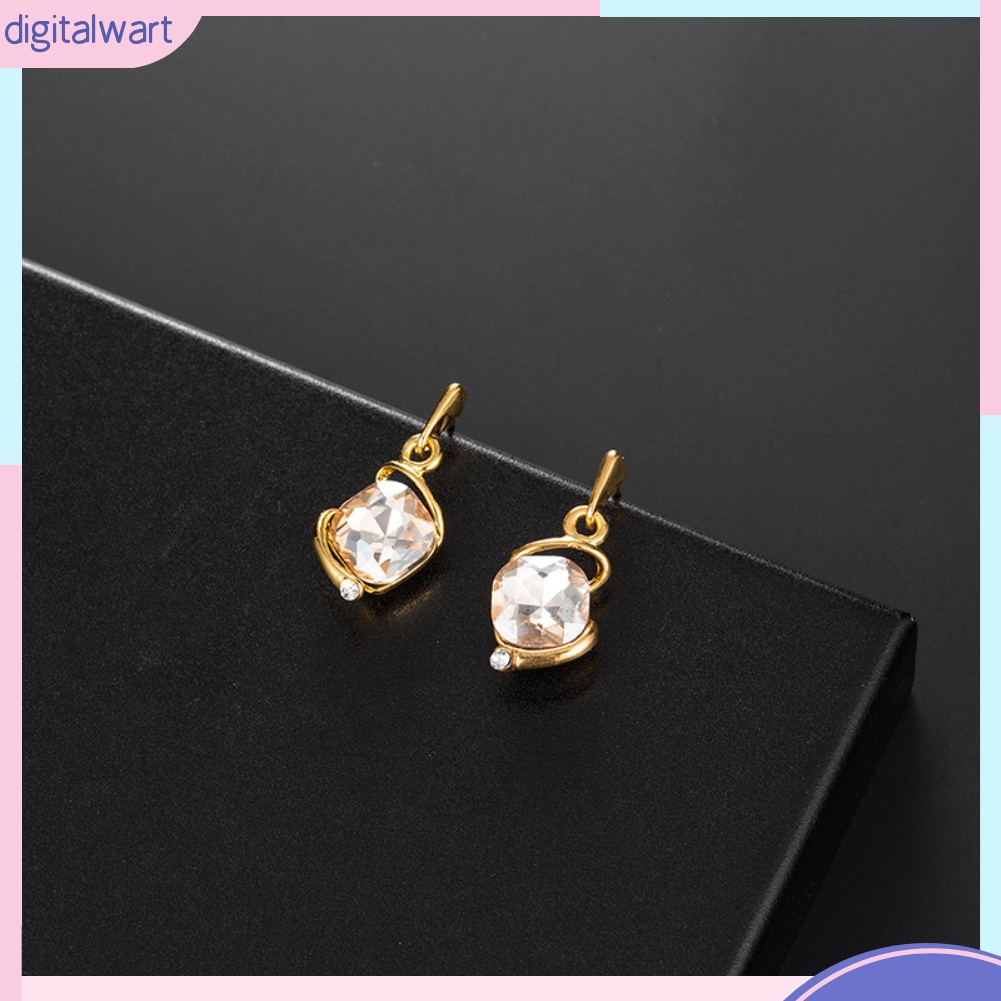 Bộ Dây Chuyền + Bông Tai Mặt Vuông Đính Đá Thời Trang Cho Nữ