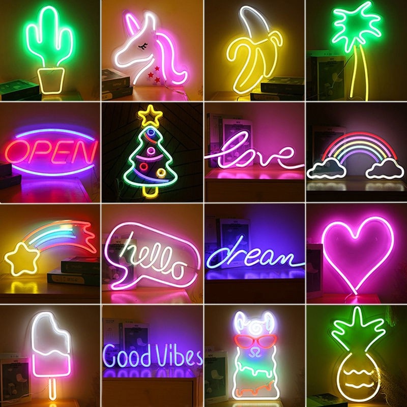 Đèn trang trí nhiều hình, Đèn led Neon light ánh sáng long lanh - BinaShop