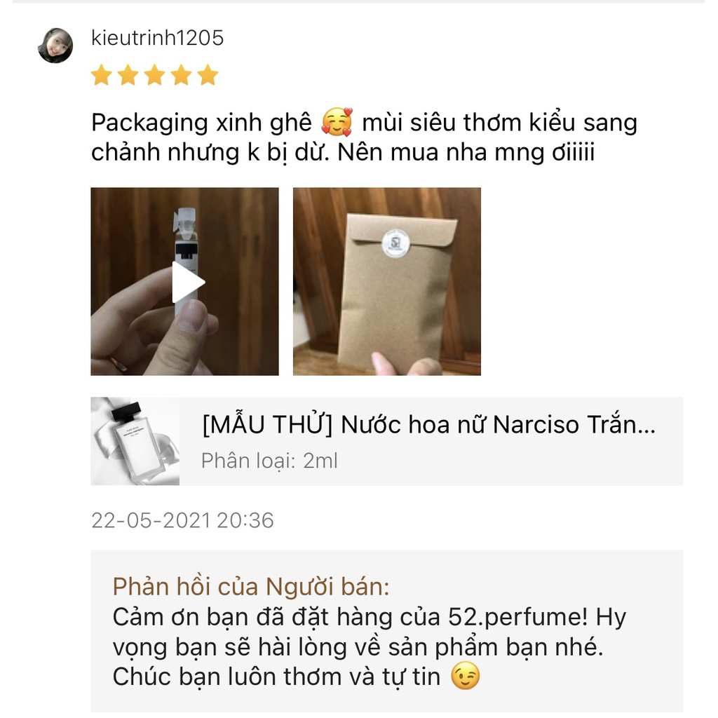 [MẪU THỬ] Nước hoa nữ Narciso Trắng Pure Musc For Her - 52.Perfume | Thế Giới Skin Care