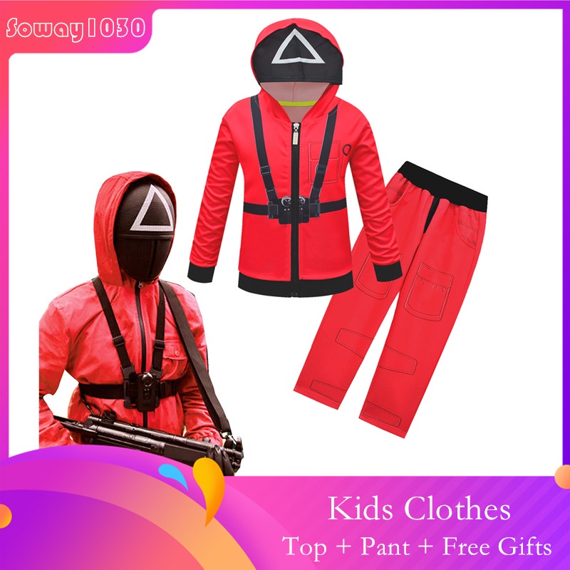 Bộ áo hoodies quần dài chủ đề Squid Game dành cho bé hóa trang nhân vật độc đáo