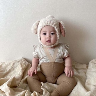Mũ len lông cừu tai thỏ cho bé