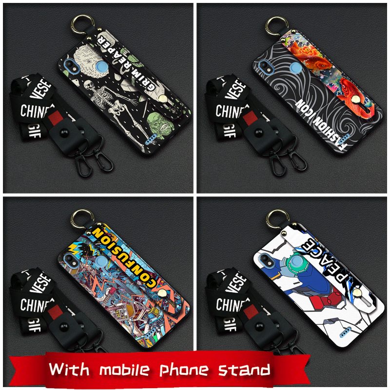 cover Fashion Design Phone Case For infinix X5515/Smart2 Back Cover Wrist Strap Silicone Durable Phone Holder Lanyard