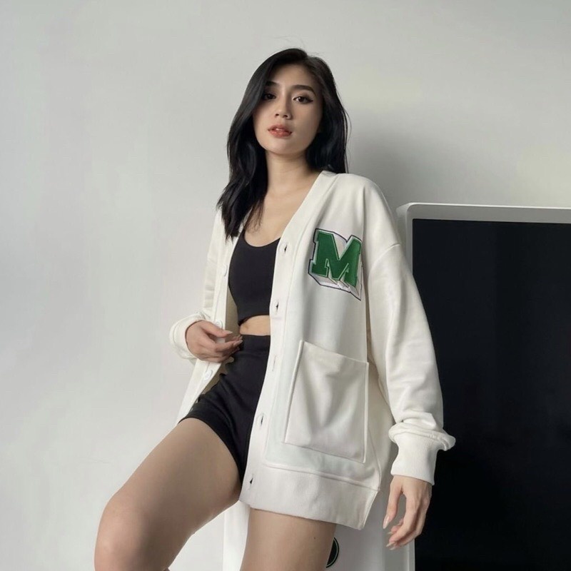 Áo Cardigan Len Mỏng Cho Nữ Phong Cách Ulzzang Phù Hợp Đi Đà Lạt, Dạo Biển Cocastore - Thêu logo M missout