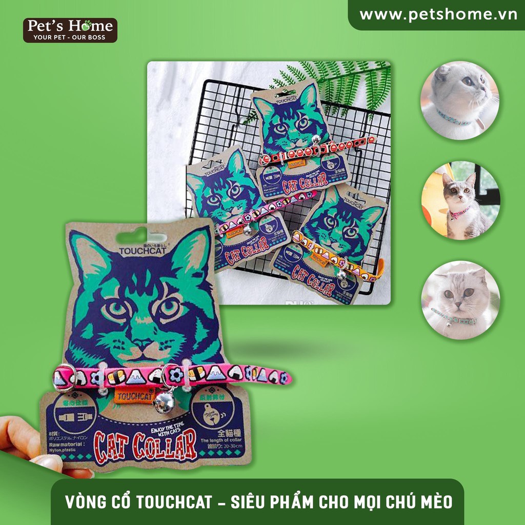 Vòng cổ cao su Touchcat cho chó mèo nhỏ 1,0cm