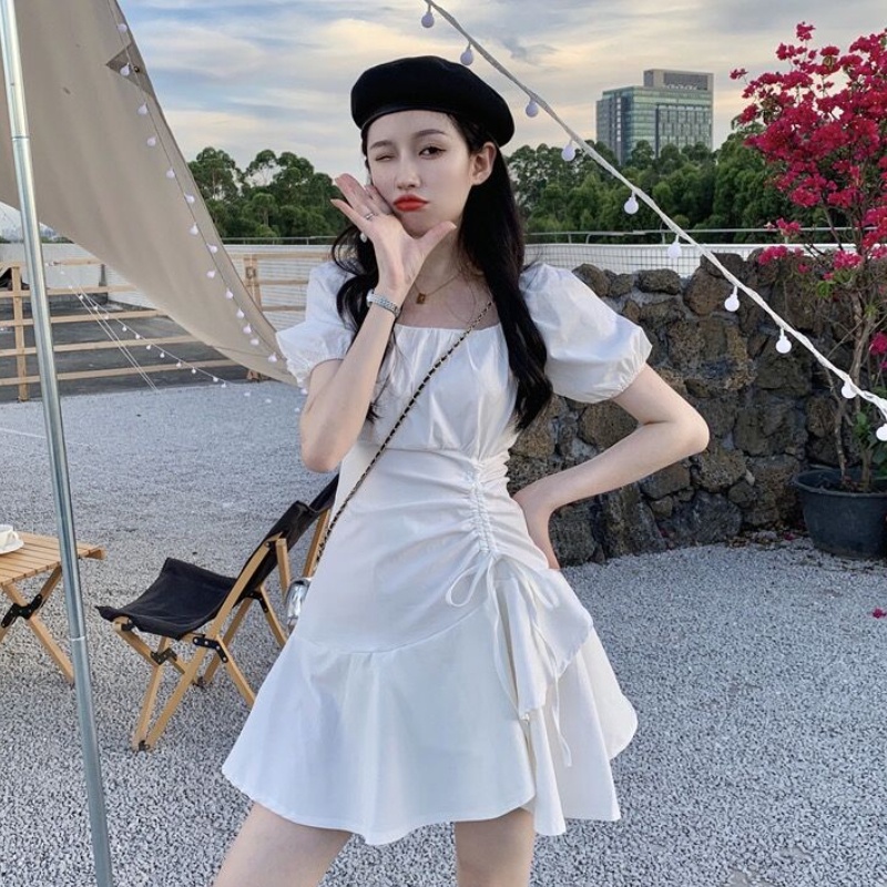 Đầm ngắn Perty màu trắng thời trang mùa hè Hàn Quốc dành cho nữ