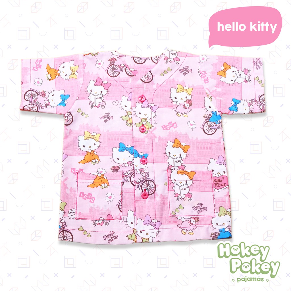 Bộ Đồ Ngủ Không Cổ In Hình Hello Kitty Xinh Xắn Cho Bé Gái