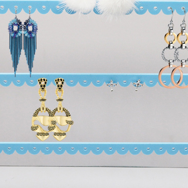 Giá Đỡ Trưng Bày Trang Sức Bằng Acrylic Màu Xanh Dương Hình Chữ Nhật