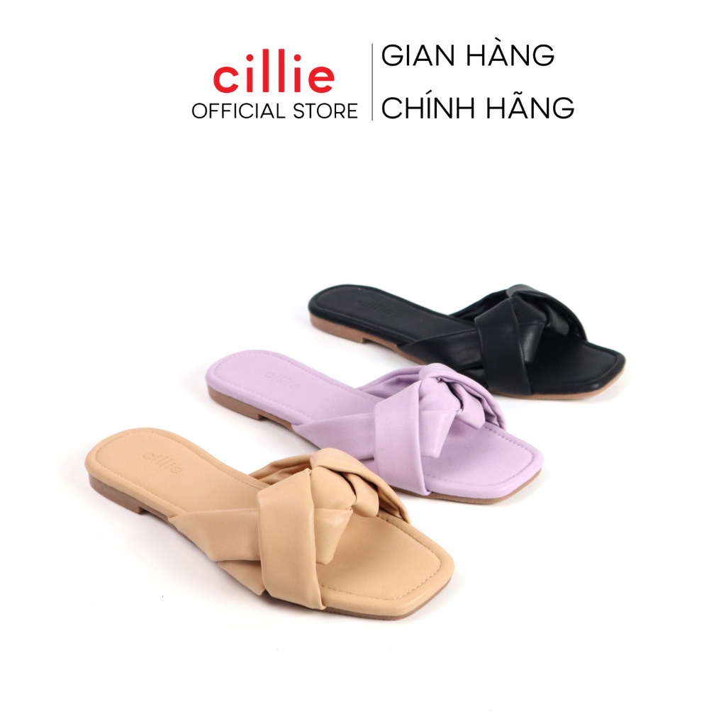 Dép nữ quai đan đế bệt đi biển dạo phố mùa hè Cillie 1048