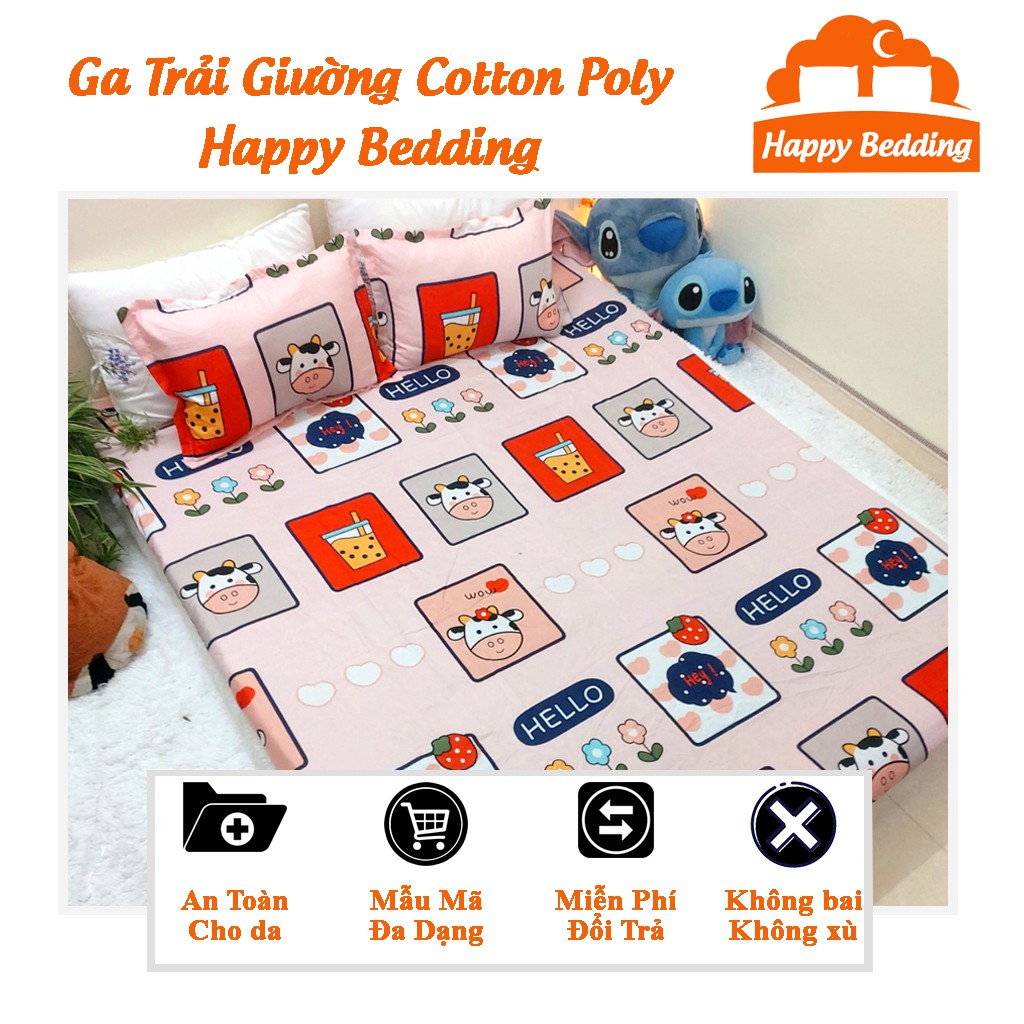 Ga Trải Giường Cotton Poly 1M2 1M6 1M8 Được Chọn Mẫu, Ga Bọc Đệm - HappyBedding