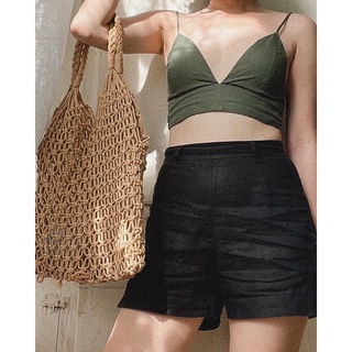 Quần short - linen - cia short - đen - phuta